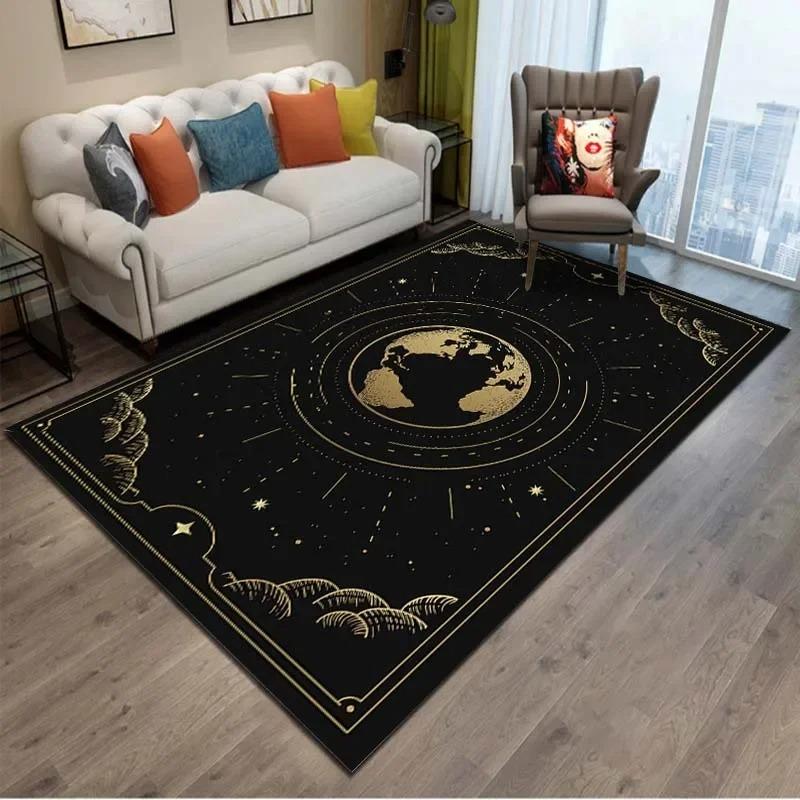 Мистическая небесная коллекция ковров Золотая астрология Галактический узор Напольный коврик для гостиной Бохо Домашний декор