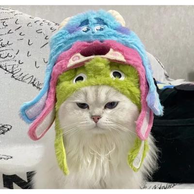 Кошка, милый мультфильм, декоративные, забавные головные уборы для кошек, шляпа для кошек, собак, головные уборы, милый забавный артефакт, теплая плюшевая шляпа для домашних животных, реквизит для фотографий