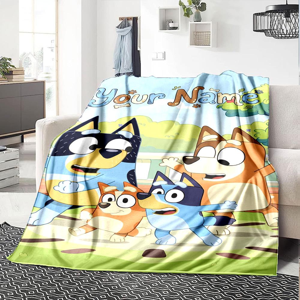 Bluey Customize Your Name Blanket Throw Customizable Blanket Durable Comfort Great for Couch Bed Bedding Picnics Ideal for All Seasons