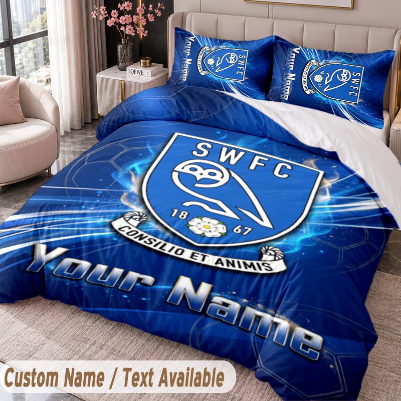 Sheffield Wednesday FC Printed Bedding Set Custom Name Text 1 Duvet Cover 2 Pillowcases For Bedroom
