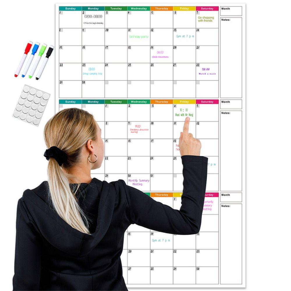 At One Glance Wall Calendar Large Size Schedule Planning Table Hot 3 Months Calendar Wall