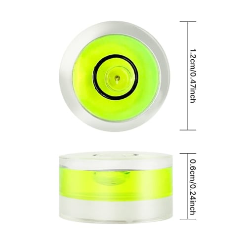 MayRecords Round Level, LP Record and Record Player Accessory, Round Vial, for Level Calibration, Equipment Installation, Transparent, High Accuracy (