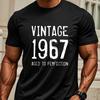 "Vintage 1967 Aged To Perfection" Text Print T-Shirt,Lightweight T-Shirt Breathable Cool, Comfortable Wear