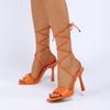Летние женские босоножки на высоком каблуке 11 см, сексуальные сандалии-гладиаторы со шнуровкой и перекрестным ремешком, женские оранжевые подиумные туфли на платформе, фетиш-обувь