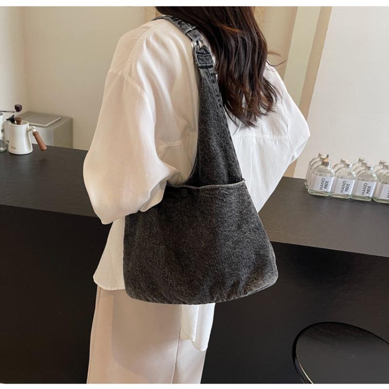 Джинсовая сумка большой вместимости для женщин, новый летний стиль, простая и универсальная сумка под мышку