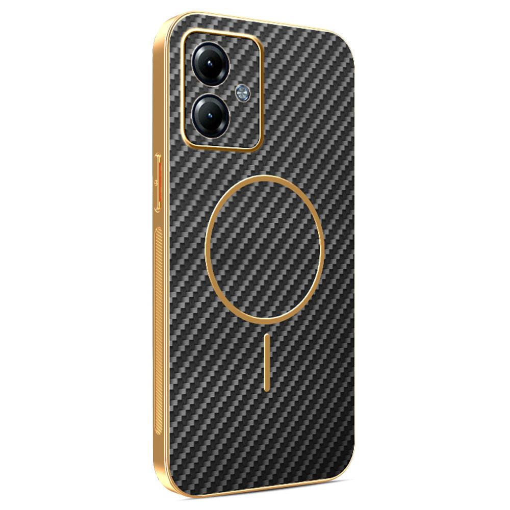 For Motorola Moto G14 4G Phone Case Carbon Fiber Textured Electroplated TPU Back Cover