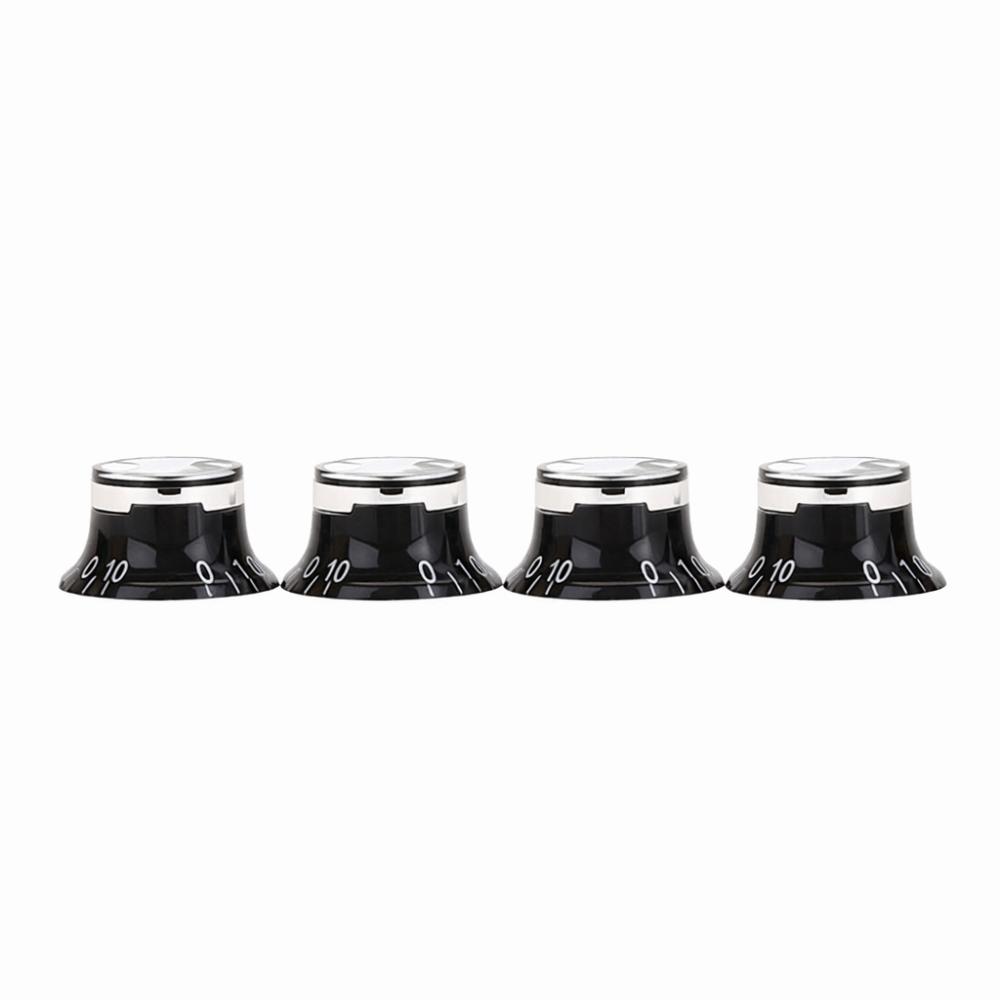 4Pcs Black Volume Control Knobs ABS And Aluminum Control Knobs Replacement Electric Guitars