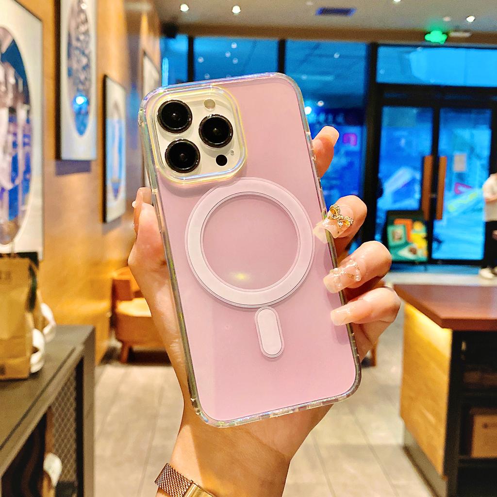 Чехол с беспроводной зарядкой для iPhone 15, 14, 13, 12, 11 Pro Max Plus, магнитный чехол для Magsafe, прозрачный мягкий чехол с градиентом цвета