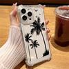Для iPhone 16 Pro Max 16E 15 Pro 14 13 12 11 чехол для телефона с принтом кокосовой пальмы прозрачный мягкий силиконовый защитный чехол для линз противоударный тонкий чехол