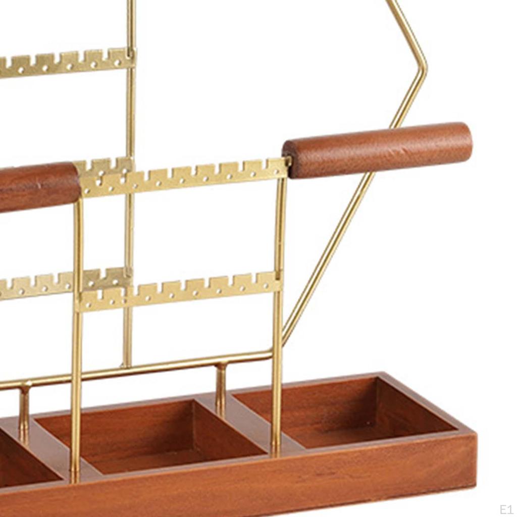 Подставка для ювелирных изделий, ожерелье, органайзер, держатель для сережек с деревянным подносом для часов-браслетов-гвоздиков