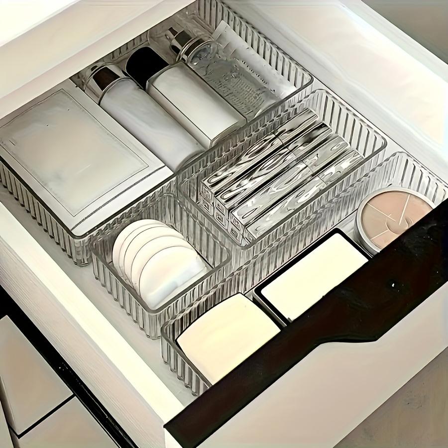 Набор из 6 прозрачных акриловых ящиков для хранения, многофункциональный разделитель для ящиков, штабелируемый органайзер для спальни, ванной комнаты, общежития, для стола, туалетного столика, губной помады