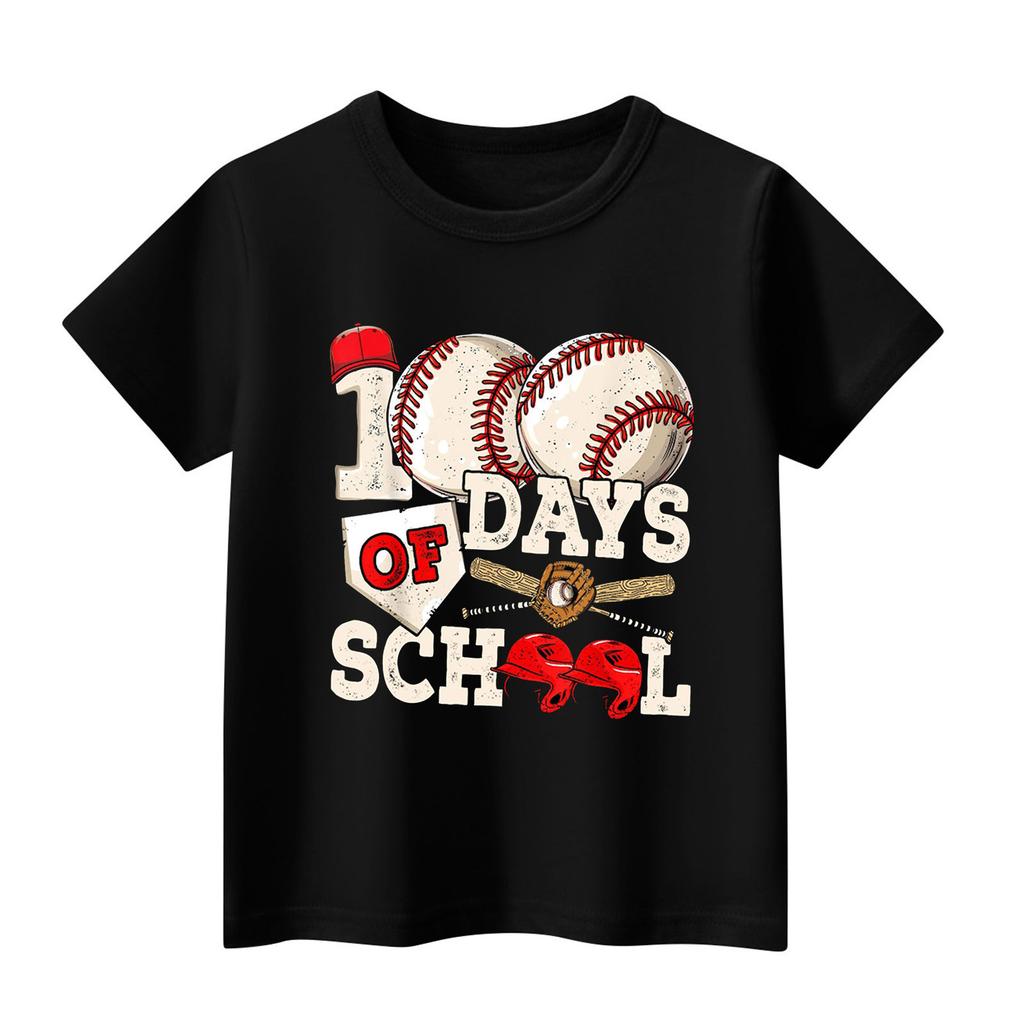 Детская модная повседневная футболка с коротким рукавом и круглым вырезом в честь 100-дневной годовщины школы