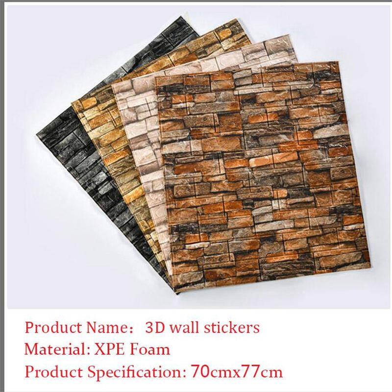 Vintage 3D Brick Stone Self-Adhesive Waterproof Background Wall DIY Living Room Bedroom Wallpaper YFme Decor 5PCS 70x77cm/27.5x30.3inch