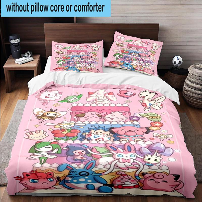 3PCS Cute Pika Adventure 3pcs Bedding,Including 3PCS Duvet Cover And 2pcs Pillowcases Perfect for Christmas,Ideal for Bedroom, Dormitory