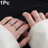 1PC Accessories Cute Letter Theme Ideal Gift Rhinestone Design Delivering Love Open Ring Custom Rings Silver