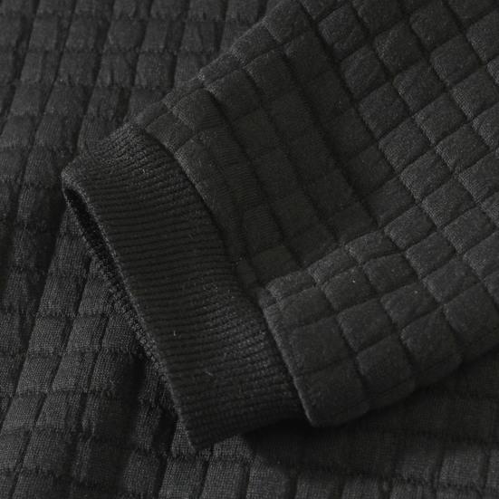 Мужской весенний топ с 3D-клеткой, с текстурой O-образного выреза, облегающий крой, с длинным рукавом, однотонный