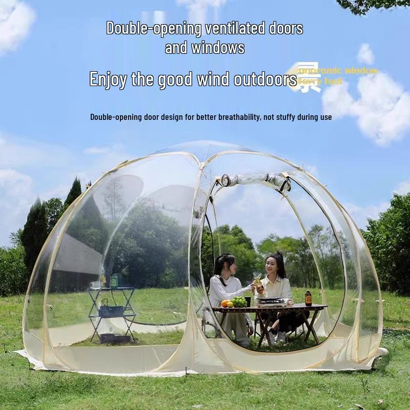 Transparent Spherical Outdoor Tent: Starry Sky Bubble House, Windproof & Warm Sunroom for Dining or Camping, Mongolian Yurt Design.