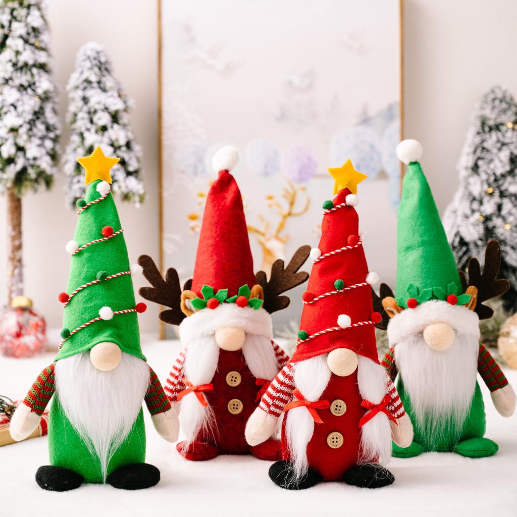Очаровательное рождественское украшение: плюшевый гном с рогами и разноцветными шапками для праздничного настроения