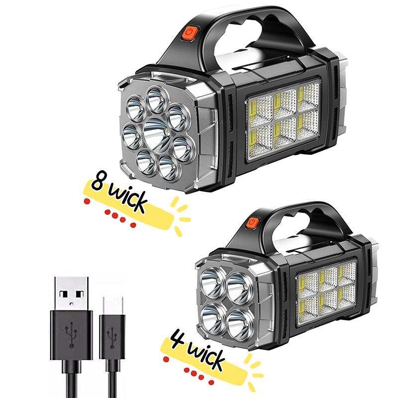 Мощный светодиодный фонарь USB+Солнечная зарядка Фонарь COB для кемпинга на открытом воздухе Портативный поисковый фонарь Power Bank для улицы