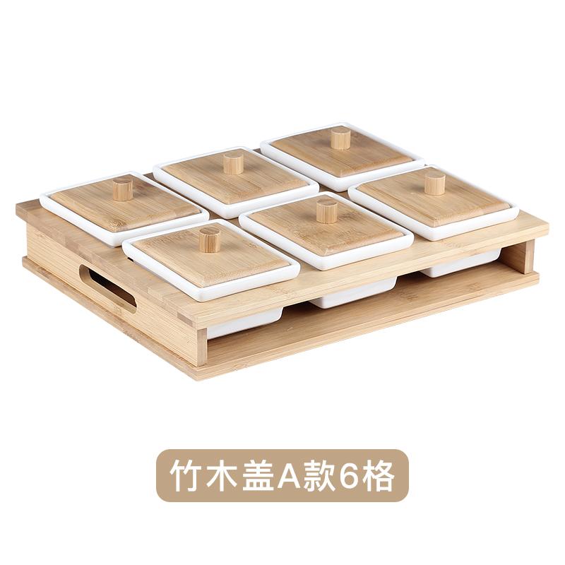 Белая керамическая тарелка для закусок Поднос для закусок Деревянная крышка Стеклянная крышка Деревянные поддоны Набор тарелок для закусок Сухофрукты Фруктовая чаша Поднос для конфет