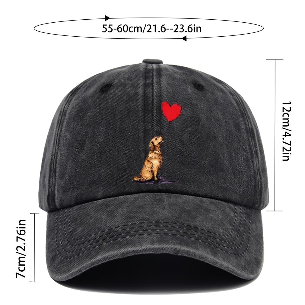 pc Golden Retriever And Heart Balloon Pattern Printed Baseball Cap Suitable Sun Hat for Pet Lovers Comfortable And Lightweigh