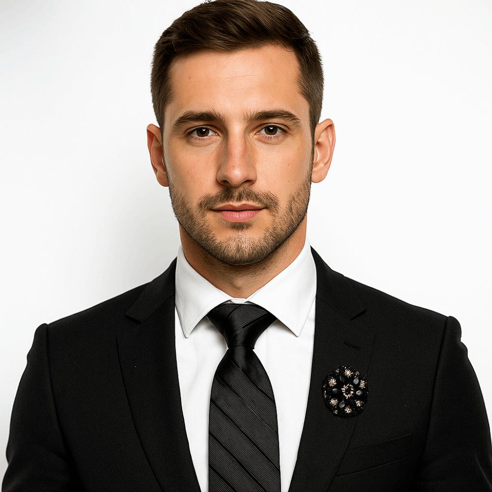 Однотонный мужской галстук Цветочный ретро-галстук Классический черный галстук Рубашка