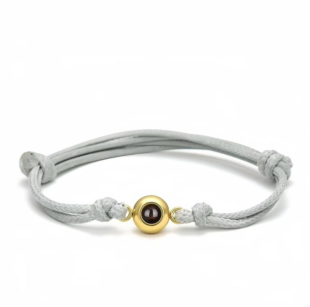 Men's Handmade Woven Bracelet: 100-Language Projection, High-End Custom Couple Accessory.