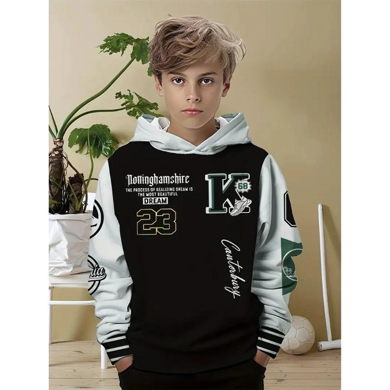 Autumn 3D Ball Games Printed Hoodies Fashionable Casual Sports Long Sleeved Children's Boy Hooded Sweatshirts