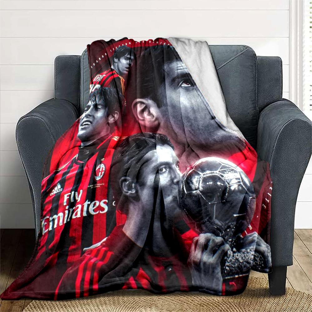AC Milan Football Star Collage Art Print Flannel Blanket Soft Throw Blanket Sofa Couch Bed Decor Soccer Fan Home Gift