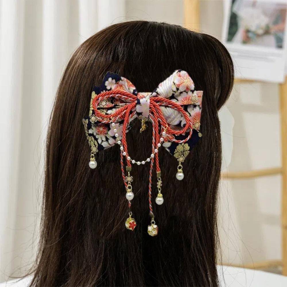 Japanese Style Kimono Barrettes Sweet Bowknot Hair Clip Creative Side Clip  Girl