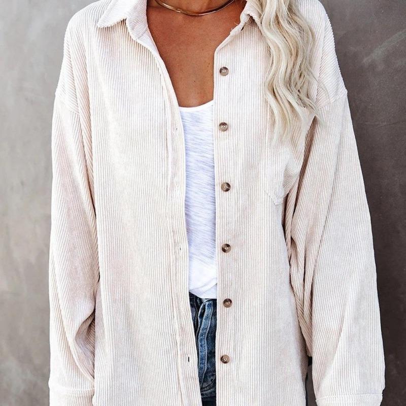 Вельветовая свободная рубашка на пуговицах осень-зима, новая женская, разнообразные стили, однотонная модная блузка