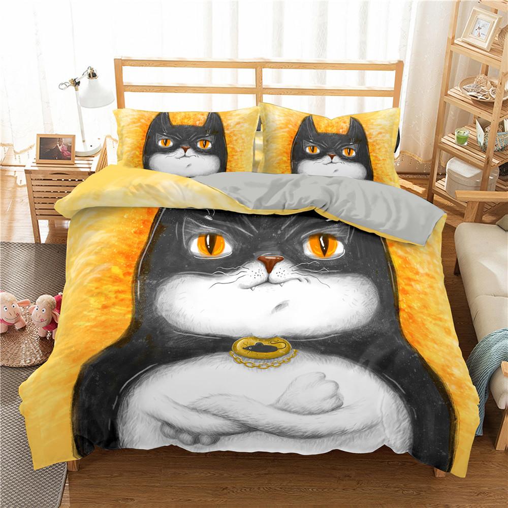 Пододеяльник с изображением мультяшного кота, космического корабля, космического питомца, животного, золотистого цвета, для детей, мальчиков, девочек, подарков для молодежи, украшения спальни