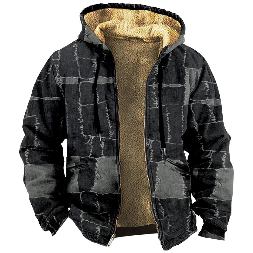 Мужская зимняя куртка-кардиган на молнии с флисовой курткой с принтом