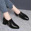Deep Single Shoes Women's Thick Heel Autumn New Middle-aged Shoes Women's Shoes Comfortable and Versatile Medium Heel Small Leather Shoes