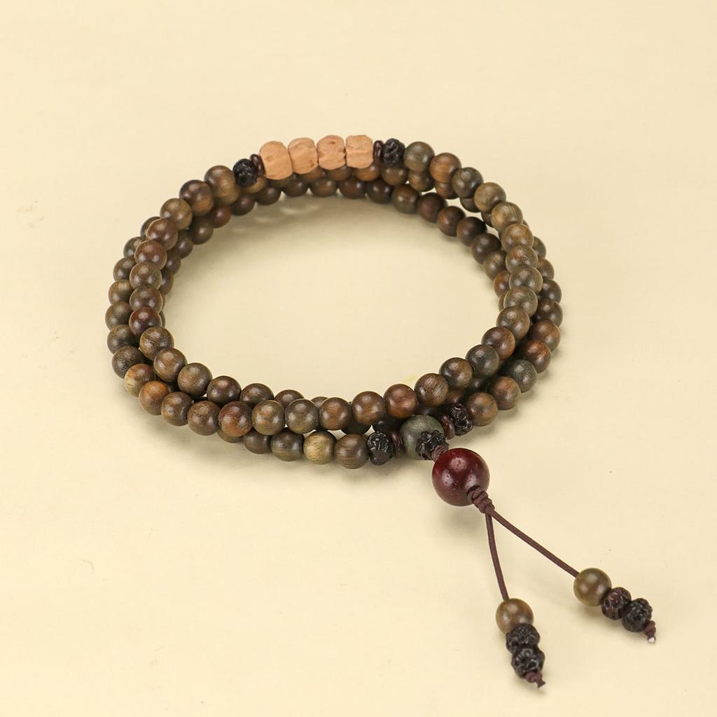 Original Old Material Green Sandalwood Buddha Bead Bracelet Female Forest Student Sandalwood Passion Seed Bracelet Couple Ethnic Style Male Female