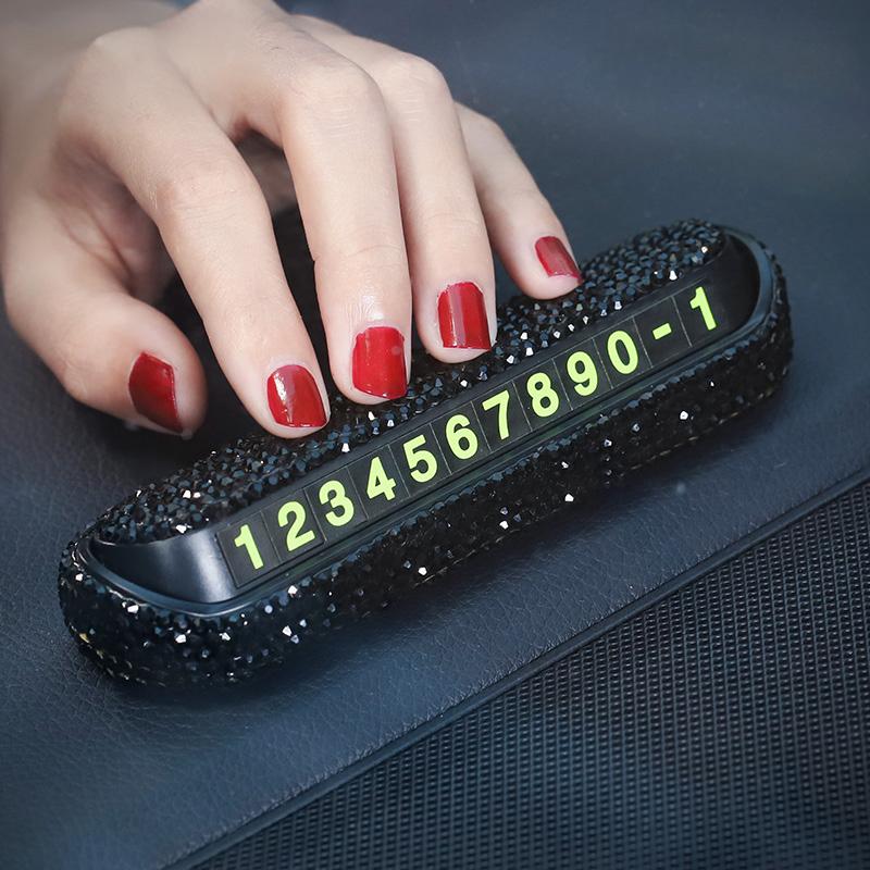 Креативная корона стразы временная парковочная карта для автомобиля карточка с номером телефона табличка с номером телефона хрустальный цветок наклейки на автомобиль