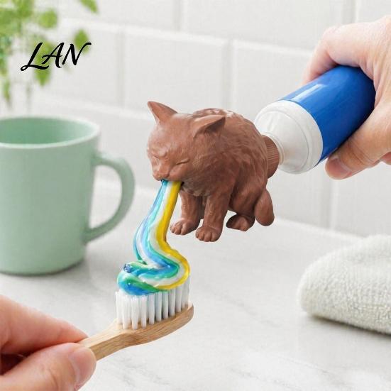 Funny Toothpaste Extruder 3D Printed Cat Cap, Vomiting Topper, Dispenser Creative for Kids Adults Bathroom Accessory Fun