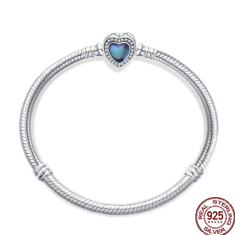 100% Серебряный Браслет Подходит для Оригинальных Бусин-Подвесок DIY Изготовление Украшений Ослепительная Цепочка с Цирконами Браслет Для Женщин