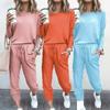 Women's Tracksuit Casual Solid Long Sleeve Sport  Sweatshirts and Long Pant  Sports Two Piece Sets