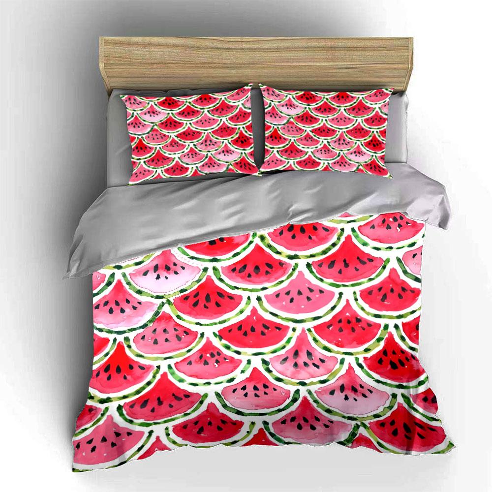 Watermelon Pattern Decorative Set Bedding Set with 1 Duvet Cover 2 Pillowcases Single Double King Queen, Gift
