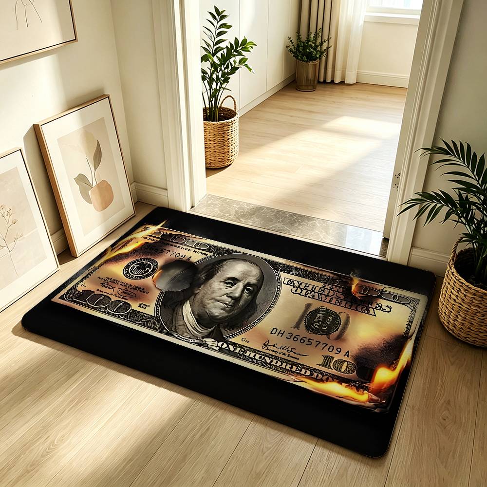 Art Money Talks Carpet Bathroom Anti-slip Mat Door Mat Home Decoration Mat Entrance Door Mat Scratch-resistant Door Mat