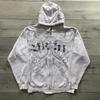 2024 Cross-Border Streetwear Zipper Hoodie - Letter Print Hooded Cardigan with New Pants