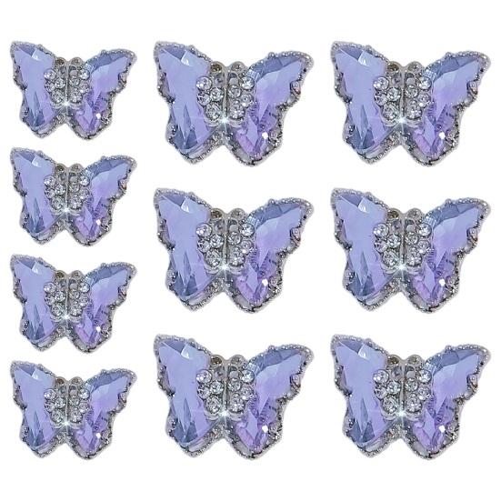 10 шт., ювелирные изделия для ногтей с бабочками, двухслойные сверкающие стразы, привлекательные украшения для дизайна ногтей, женские аксессуары