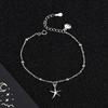 S925 Sterling Silver Japanese and Korean Style Starfish Shell Bracelet Literary Simple Style Round Bead Design Star Bracelet