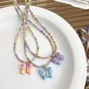 Милые украшения, разноцветное ожерелье с подвеской-бабочкой из бисера, женский дизайн, ощущение сладкого и крутого, цепочка на ключицы, колье для горячих девушек