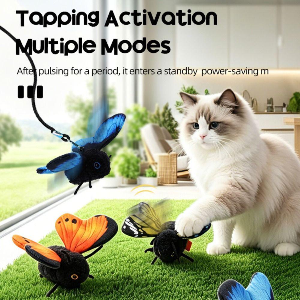Realistic Wing Motion Flapping Butterfly Toy Rechargeable Interactive Cat Toy Indoor Cats