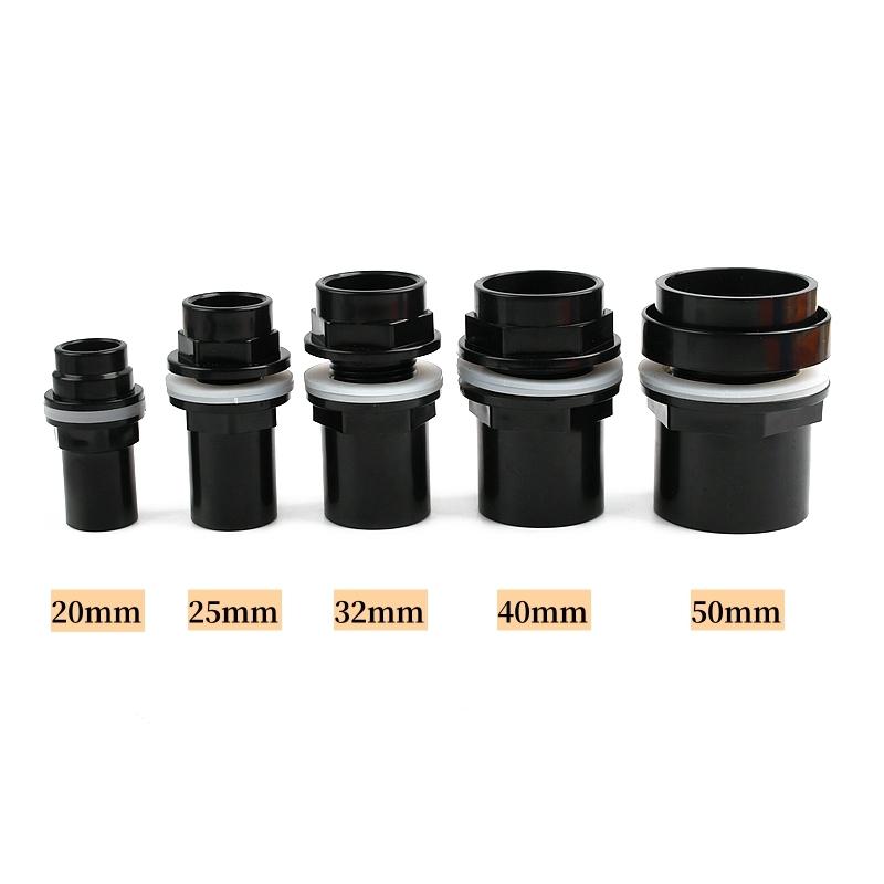 20~50mm Black PVC Pipe Thicken Connector Water Tank Inlet Outlet Joint Drain Irrigation Adapter Joint Aquarium Tank Accessories