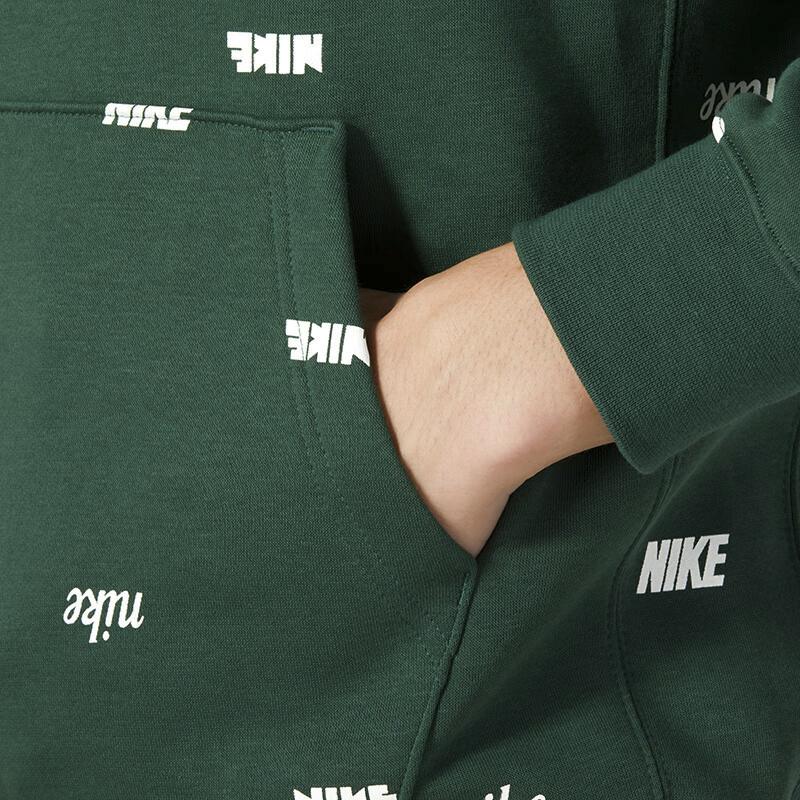 Nike Толстовка с капюшоном и принтом логотипа Мужские топы Зеленый FB7435-323