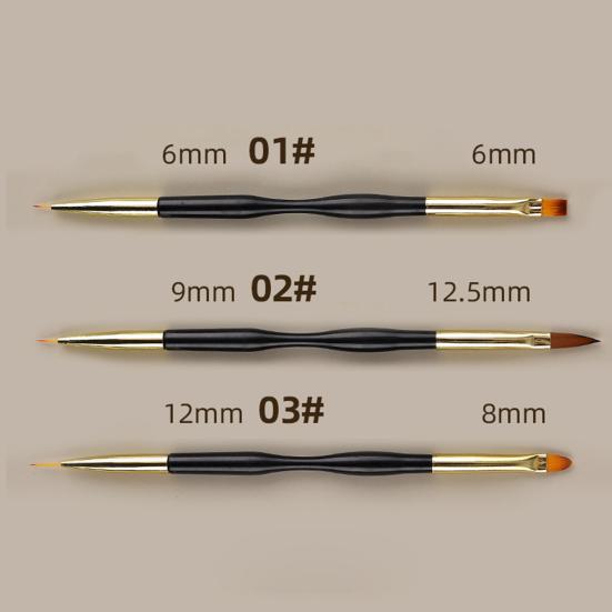 Yousheng 3Pcs Щеточка для ногтей Многофункциональная DIY Двойная головка 3D Типсы Маникюрная кисть для рисования для маникюрного салона