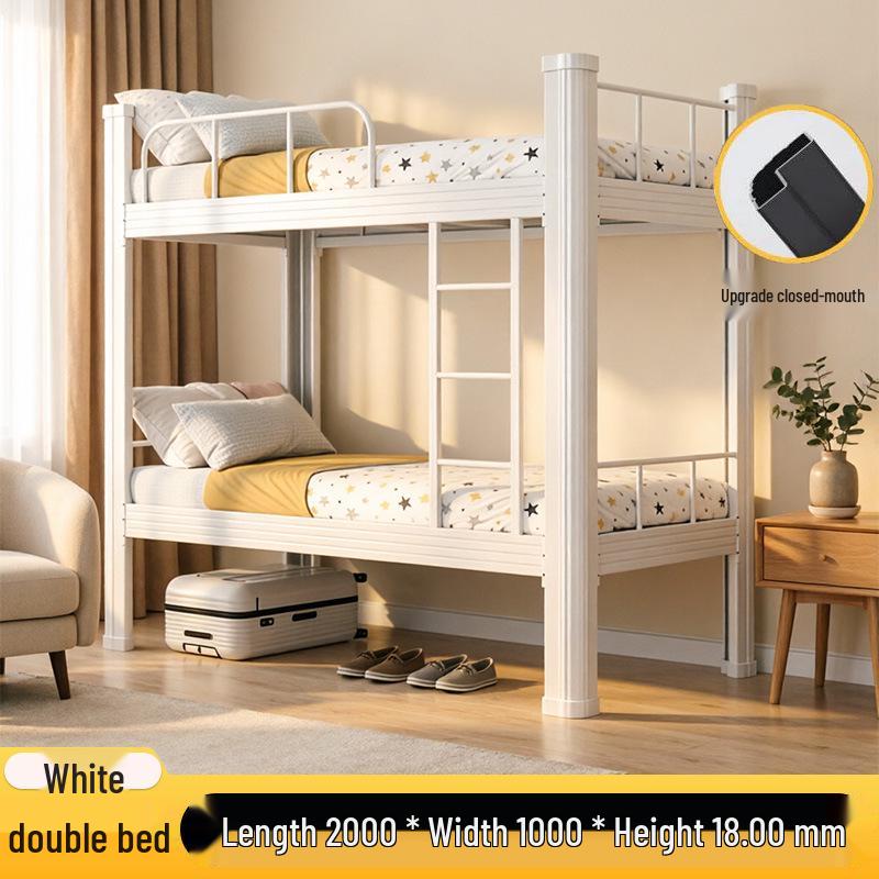 Iron Bunk Bed - Sturdy, Silent, Thick Frame with High and Low Design for School Use